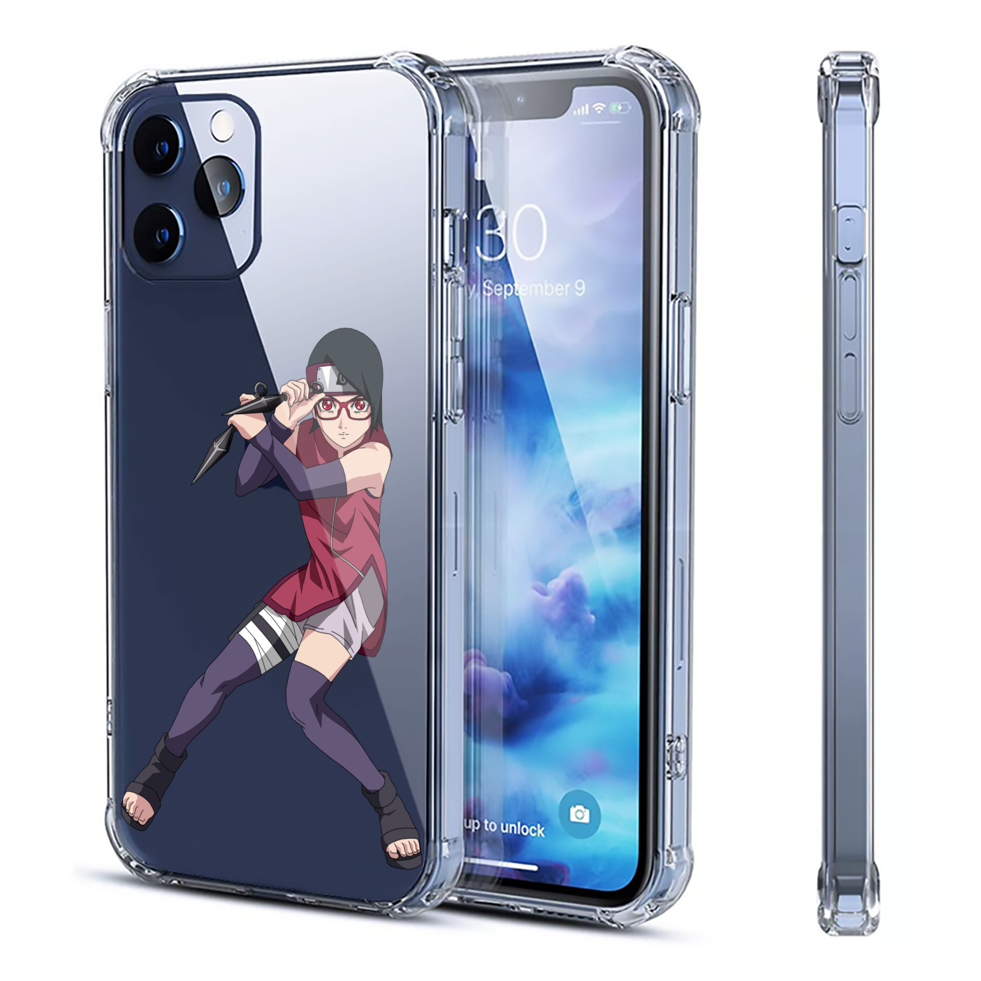 （画像用） NARUTO -ナルト- うちは サラダ Uchiha Sarada 【iPhone 12シリーズ対応】透明スマホケース（クリアソフトケース）
